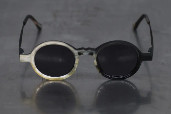Rigards natural buffalo horn wire cut silver inlaid high degree handmade glasses RG0130SE series collection RG-RG0130SE-HBSH black and white frame dark gray lens